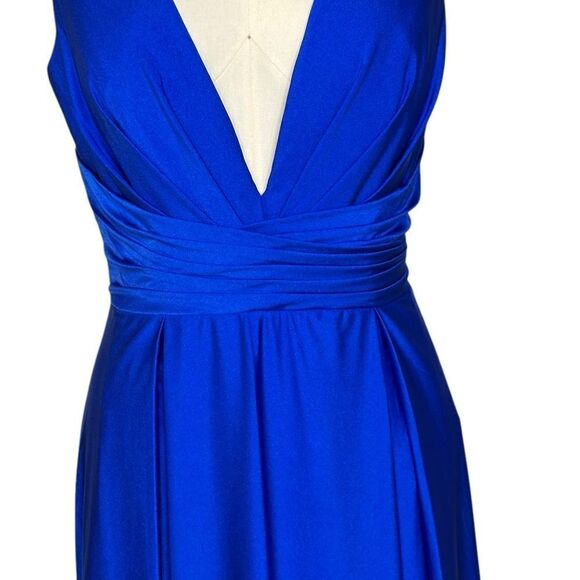 Mac Duggal Royal Blue Jersey Plunge Neck Evening Gown 26578 | Size 10 - Picture 11 of 12